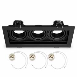 Artefacto de embutir MACROLED cardánico para 3 luces dicro c/zócalo negro