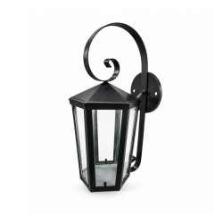 Farol hexagonal BOALUZ para 1 luz E27 con mensula negro