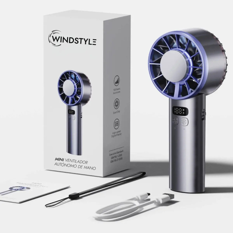 MINI VENTILADOR USB DE MANO 12W WST-B2-GB GRIS
