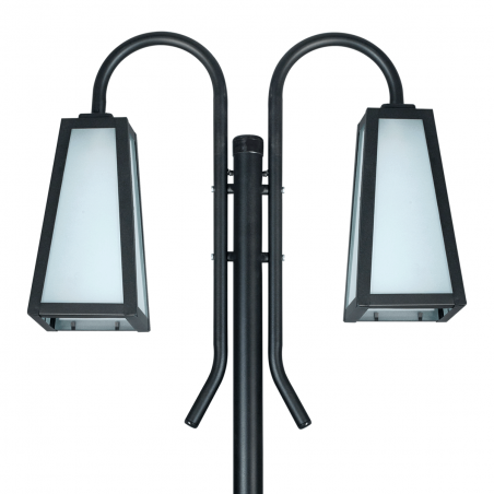 Farol SAN JUSTO piramidal doble con columna negro