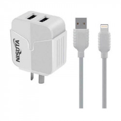 Cargador nisuta ns-fu524uc 2 puertos usb de 2.4ah c/cable...