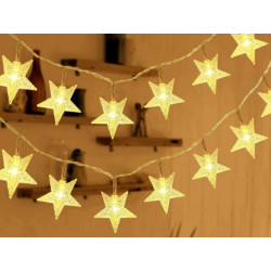 Luz navidad led 10 estrellas calido para 2 pilas aa