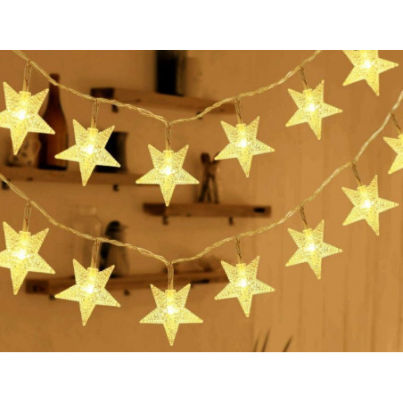 Luz navidad led 10 estrellas calido para 2 pilas aa