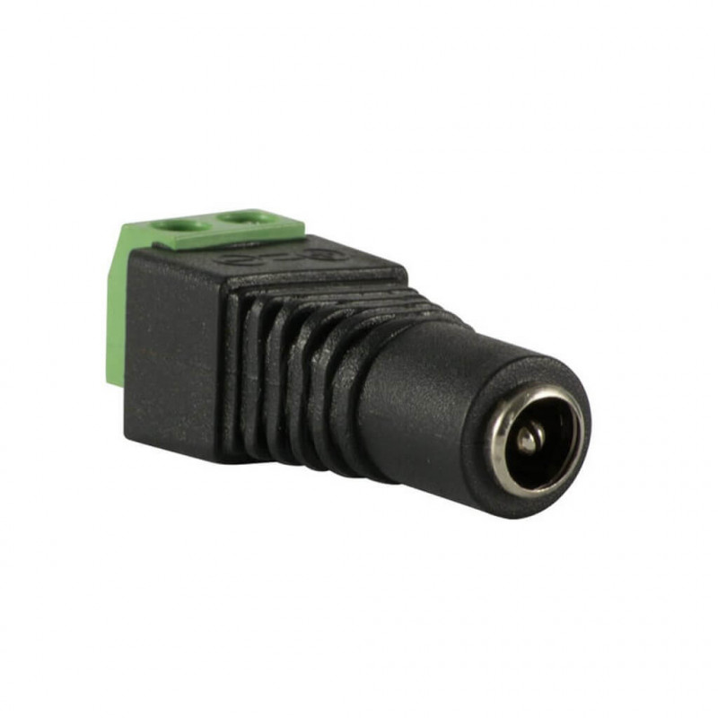 Conector jack hembra dlux dcmc con bornera para camaras cctv polarizado