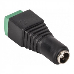 Conector jack hembra dlux dcmc con bornera para camaras cctv polarizado