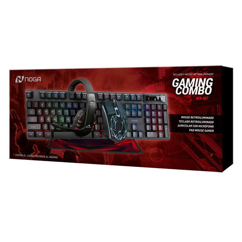 Combo Gaming NOGA NKB-407 teclado + mouse + auricular + pad