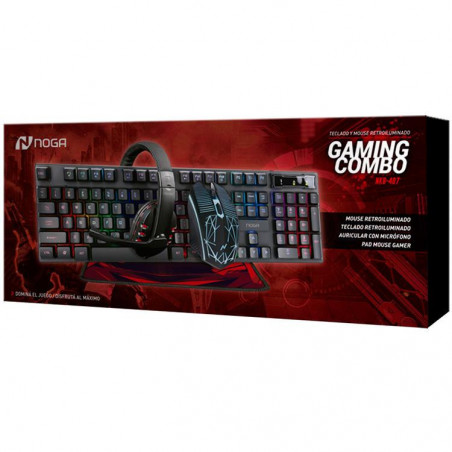 Combo Gaming NOGA NKB-407 teclado + mouse + auricular + pad