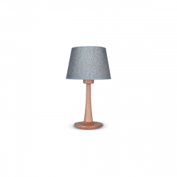 Lampara carilux nordico de mesa madera lenga pantalla de lino 37cms