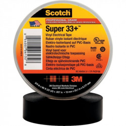 Cinta aisladora 3M SCOTCH SUPER 33+ pvc 19mm por 20 metros negro uso profesional