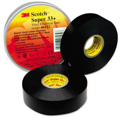 Cinta aisladora 3M SCOTCH SUPER 33+ pvc 19mm por 20 metros negro uso profesional
