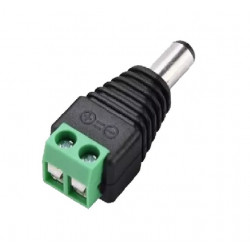 Conector DLUX DCMC tipo jack macho con bornera para camaras cctv polarizado