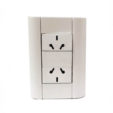 Llave de luz JELUZ Verona armada con 2 toma corriente de 10A