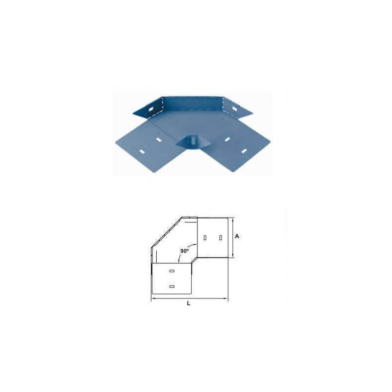 Tapa ciega BASICA para curva horizontal 90° perforada 150mm con clips y flags