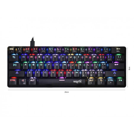 Teclado mecánico NISUTA gamer rgb 61 teclas negro