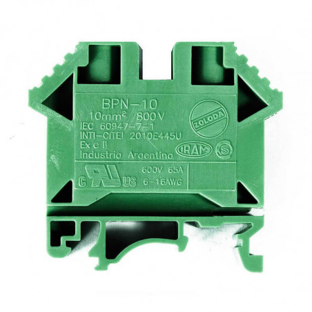 Borne de paso ZOLODA de poliamida 10mm2 color verde montaje universal