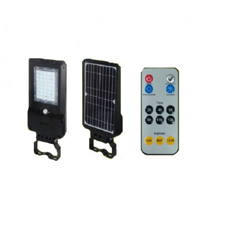 Luminaria lumenac solar 340 ip65 para alumbrado público 40w 4800lm 4000°k con sensor 120° 12m