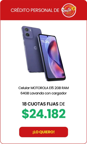 Celular MOTOROLA E15 2GB RAM 64GB Lavanda con cargador