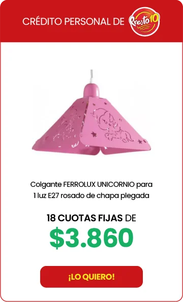 Colgante FERROLUX UNICORNIO rosado de chapa plegada