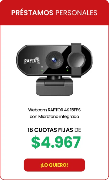 Webcam RAPTOR 4K 15FPS con Micrófono integrado