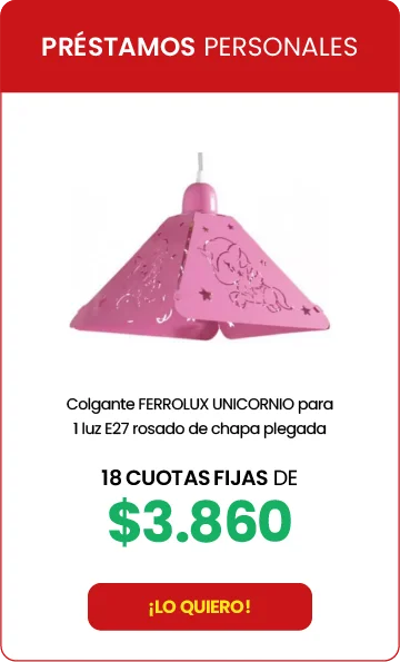 Colgante FERROLUX UNICORNIO rosado de chapa plegada